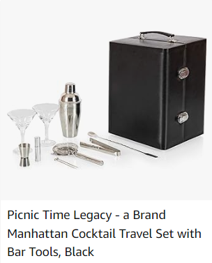 Picnic Time Legacy - A Brand Manhattan Cocktail Travel Set With Bar Tools, Black