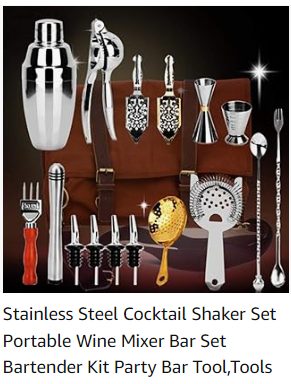 Stainless Steel Cocktail Shaker Set Portable Wine Mixer Bar Set Bartender Kit Party Bar Tool,Tools