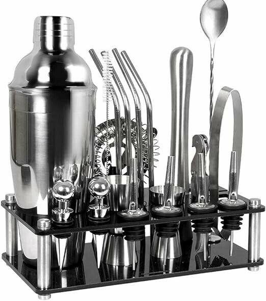 Cocktail Shaker Set Stainless Steel Bartender Kit Bar Spoons