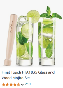 Final Touch Fta1835 Glass And Wood Mojito Set