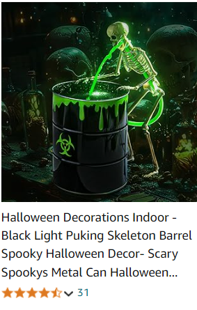 Halloween Decorations Indoor - Black Light Puking Skeleton Barrel Spooky Halloween Decor