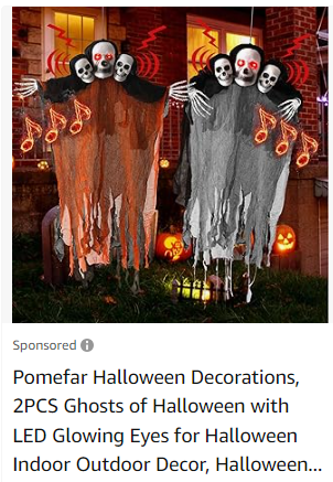 Pomefar Halloween Decorations, 2Pcs Ghosts Of Halloween With Led Glowing Eyes For Halloween Indoor Outdoor Decor